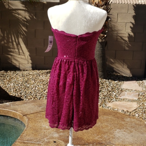 **SOLD** NEW Strapless Sparkle Lace Dress - Picture 4 of 6